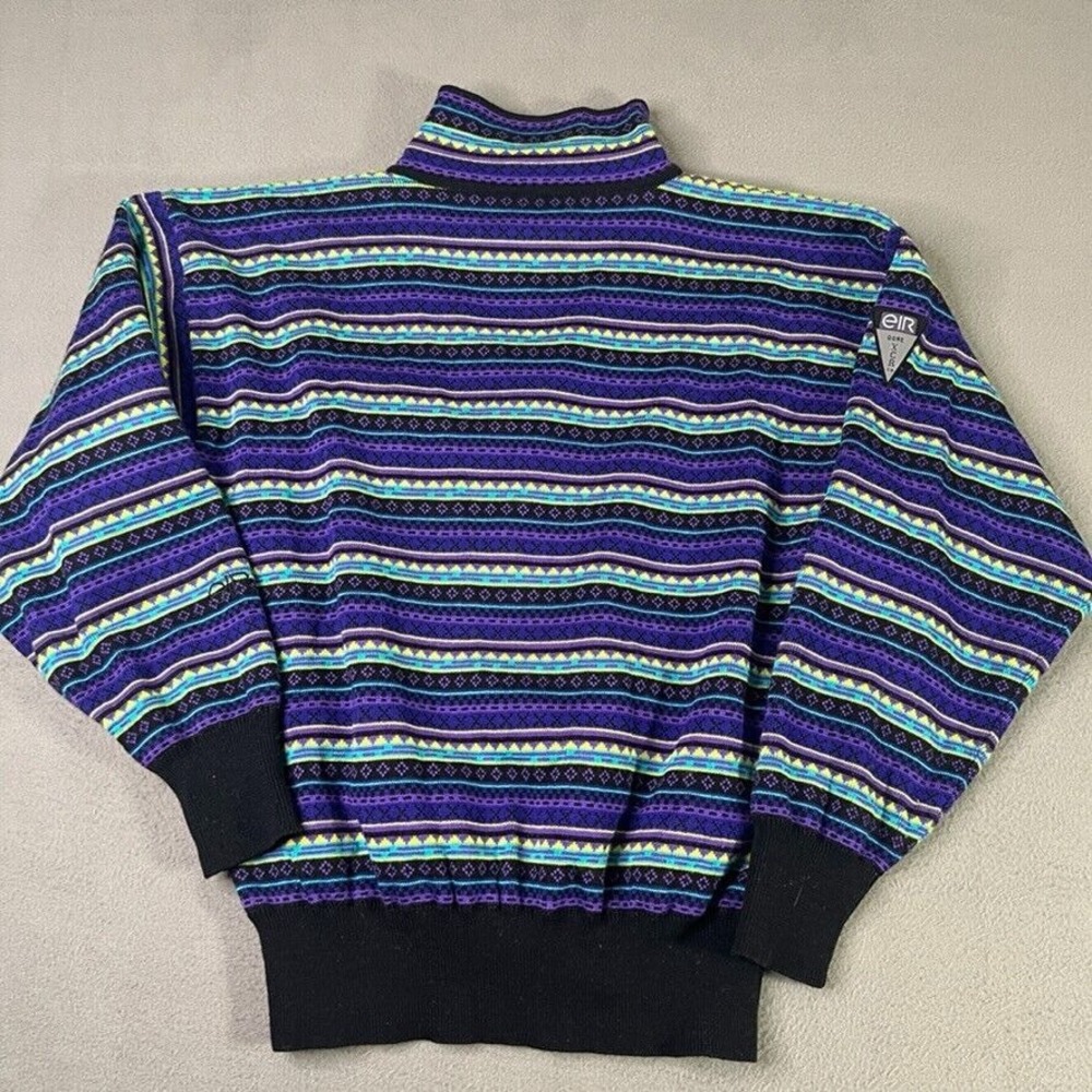 EIR Sports Sweater 1/4 Zip‎ Unisex Medium Gore XCR Fair Isle 80s Vintage Lined - Picture 9 of 11